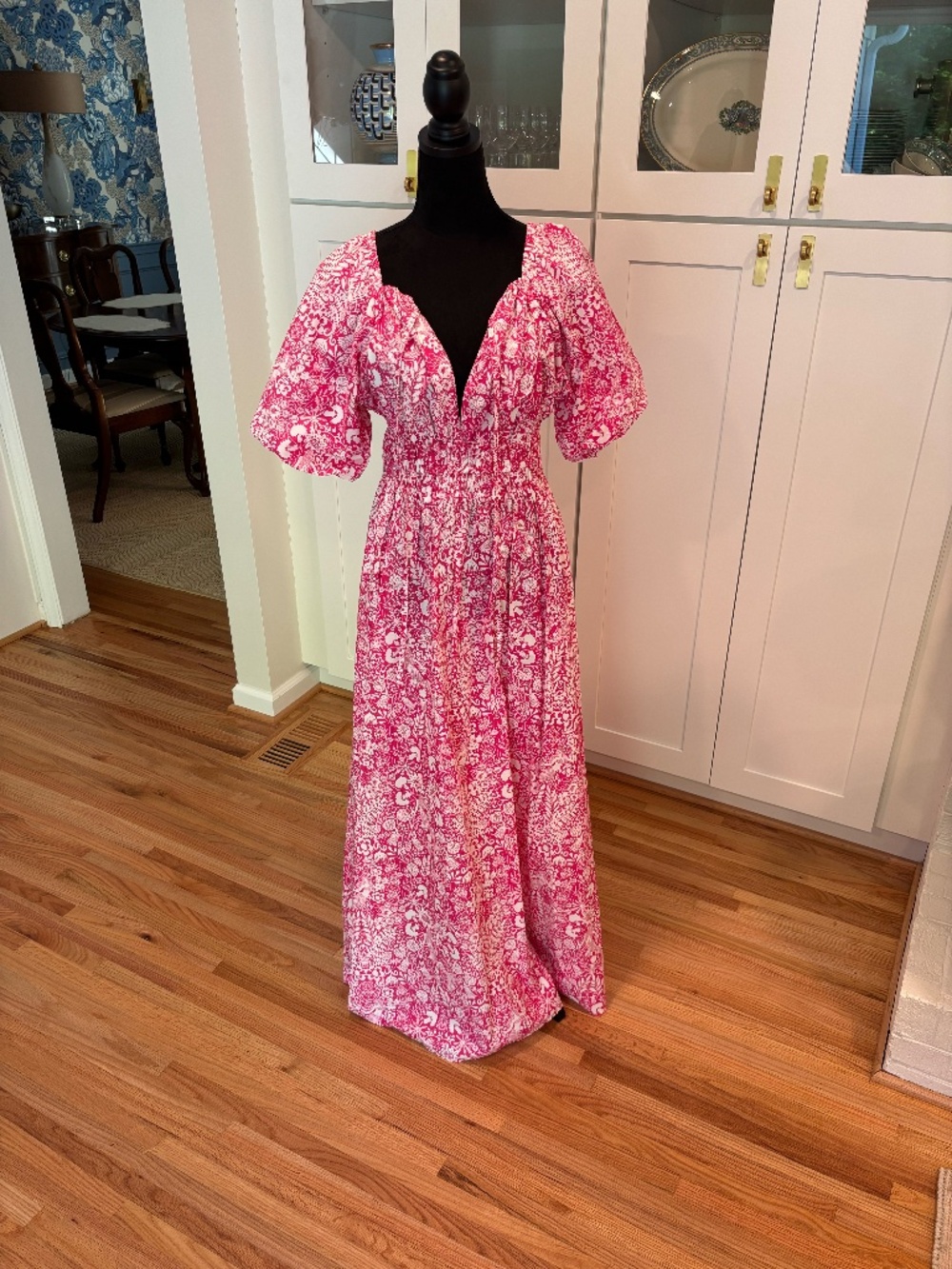 J.Crew Collection Pink Floral Maxi Dress | Size M | 100% Cotton